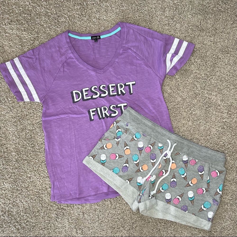 Cozy Zoe Dessert First Pajama Short Set Size Medium